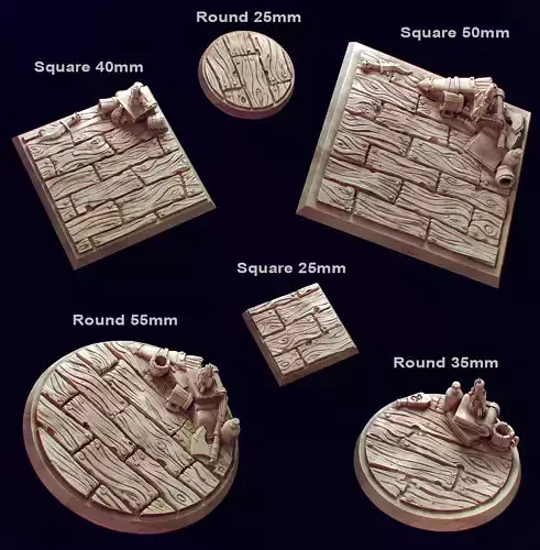 Mini Bases - Wood Floors - Tavern - Round and Square Pack