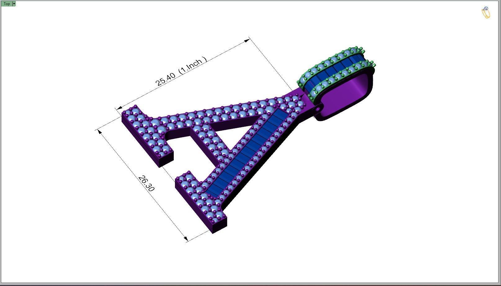 Custom Initial A Letter Diamond Pendant A to Z Alphabet Necklace 3D print model_4