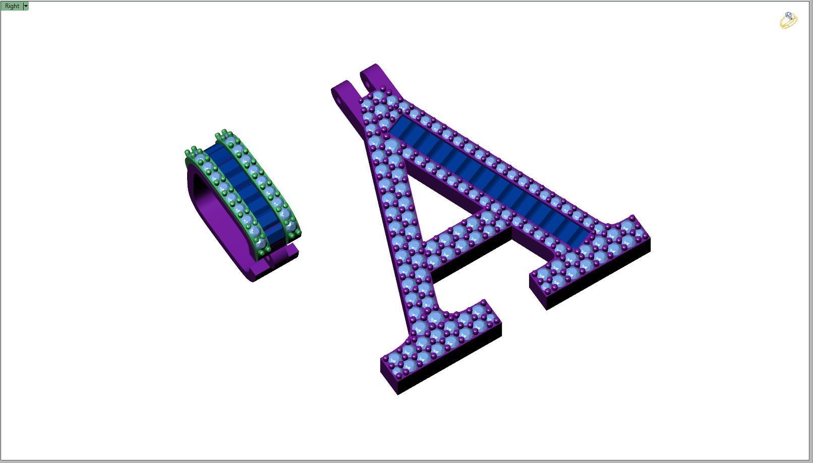 Custom Initial A Letter Diamond Pendant A to Z Alphabet Necklace 3D print model_12