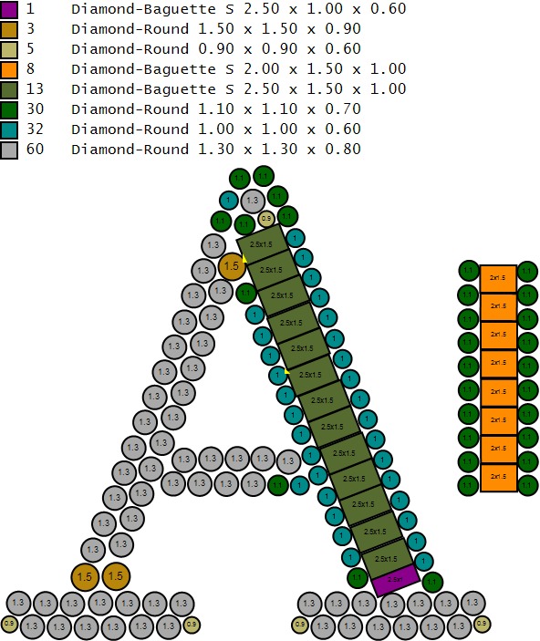 Custom Initial A Letter Diamond Pendant A to Z Alphabet Necklace 3D print model_16