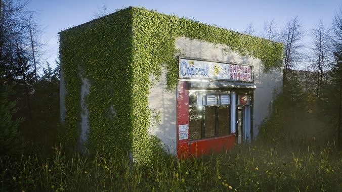 Abandoned Store Scene Low-poly 3D model