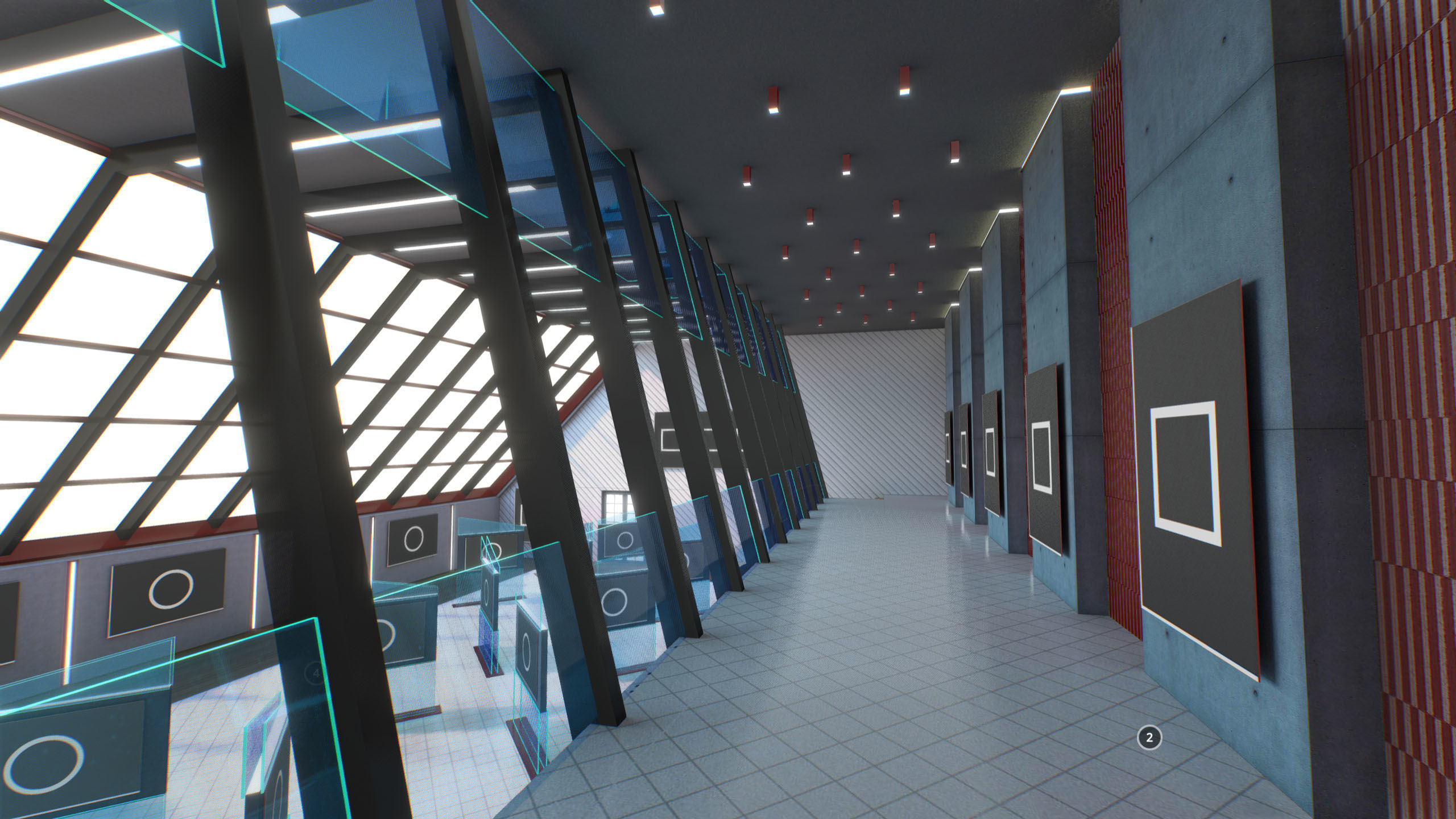 G0024 VR Virtual Reality Art Gallery Squid Low-poly 3D model_4