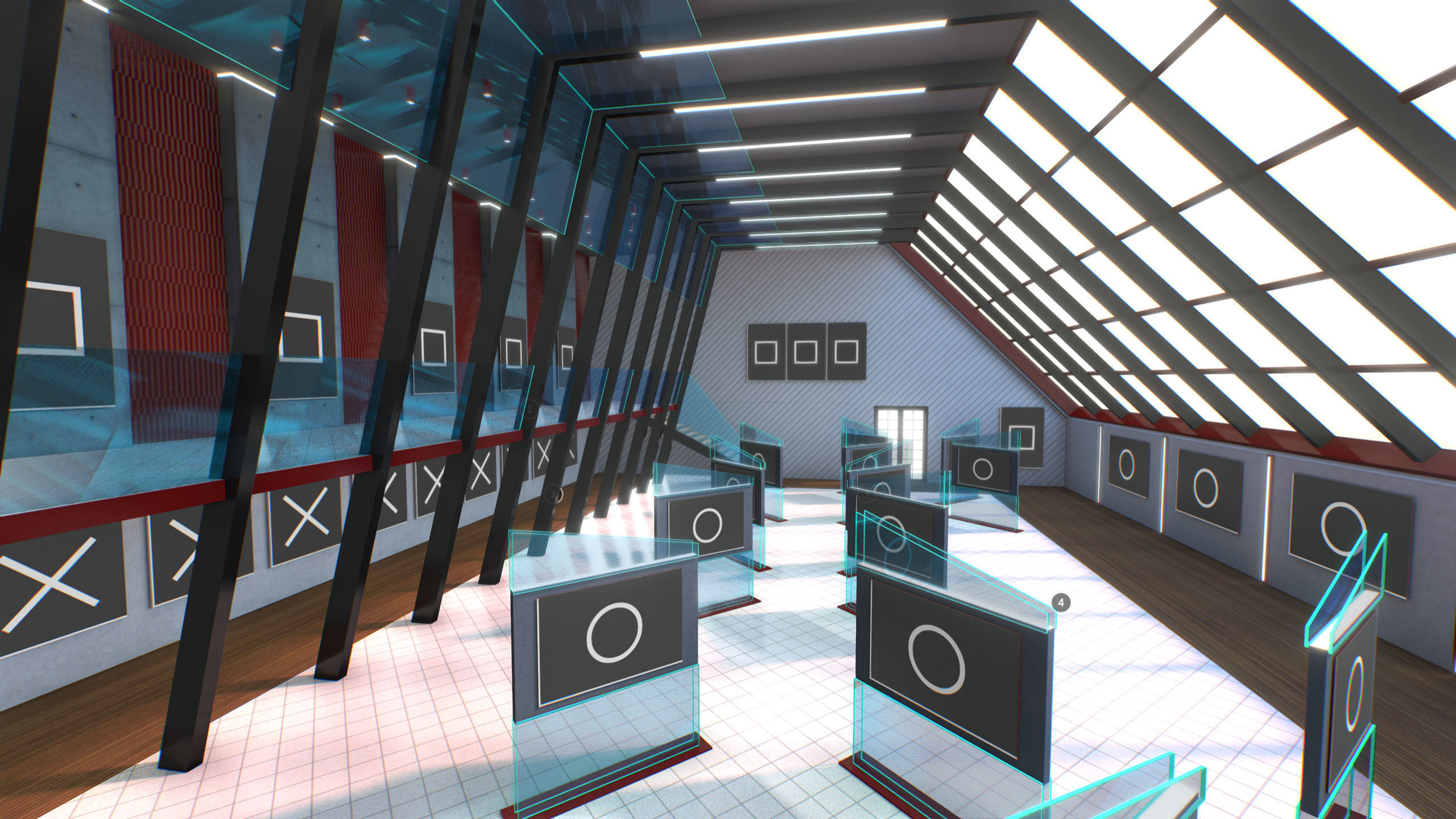 G0024 VR Virtual Reality Art Gallery Squid Low-poly 3D model_3