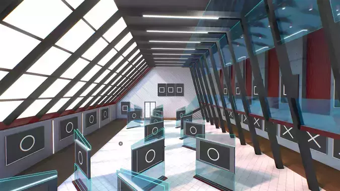 G0024 VR Virtual Reality Art Gallery Squid Low-poly 3D model