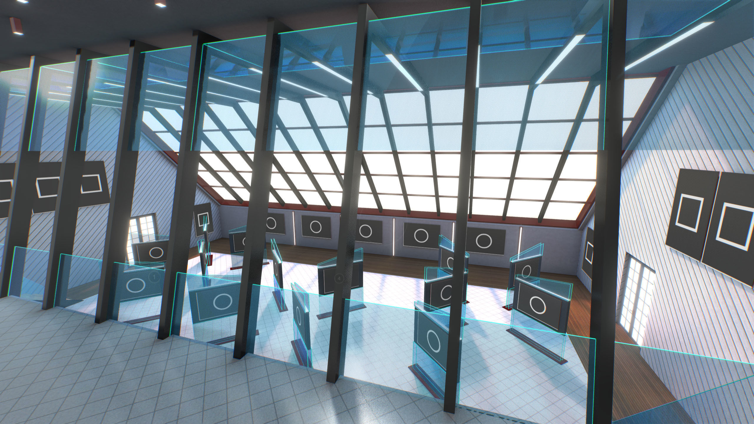 G0024 VR Virtual Reality Art Gallery Squid Low-poly 3D model_6