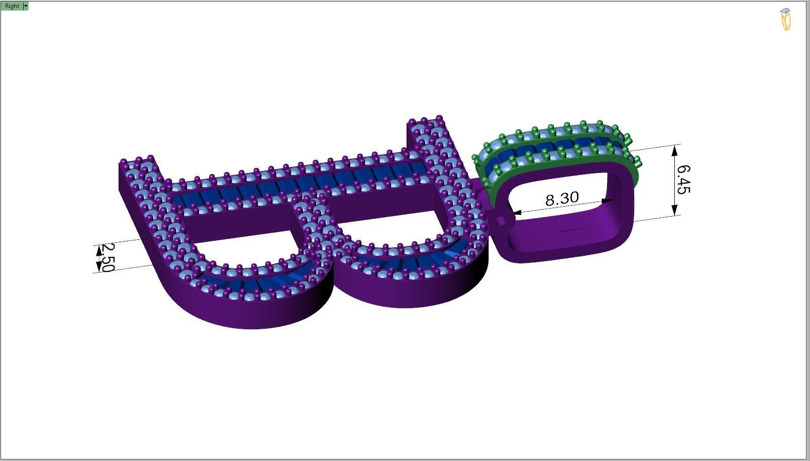 Custom Initial B Letter Diamond Pendant A to Z Alphabet Necklace 3D print model_7