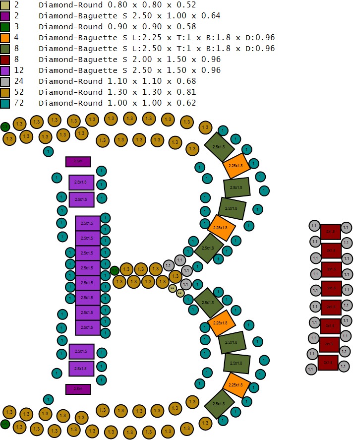Custom Initial B Letter Diamond Pendant A to Z Alphabet Necklace 3D print model_16