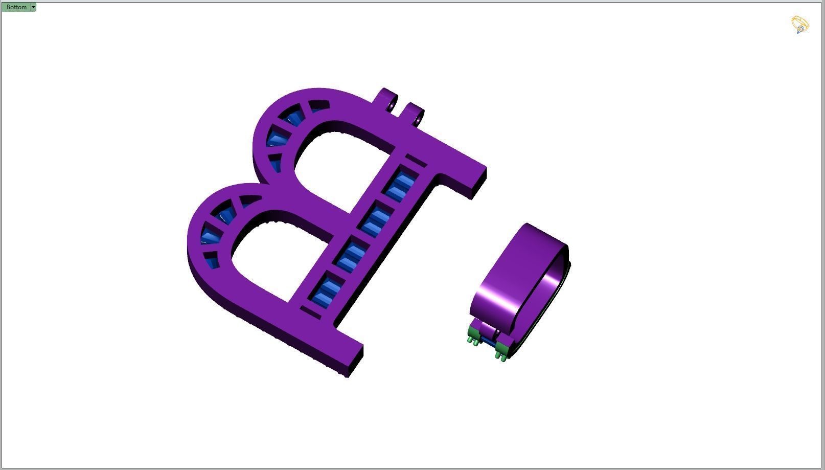 Custom Initial B Letter Diamond Pendant A to Z Alphabet Necklace 3D print model_10