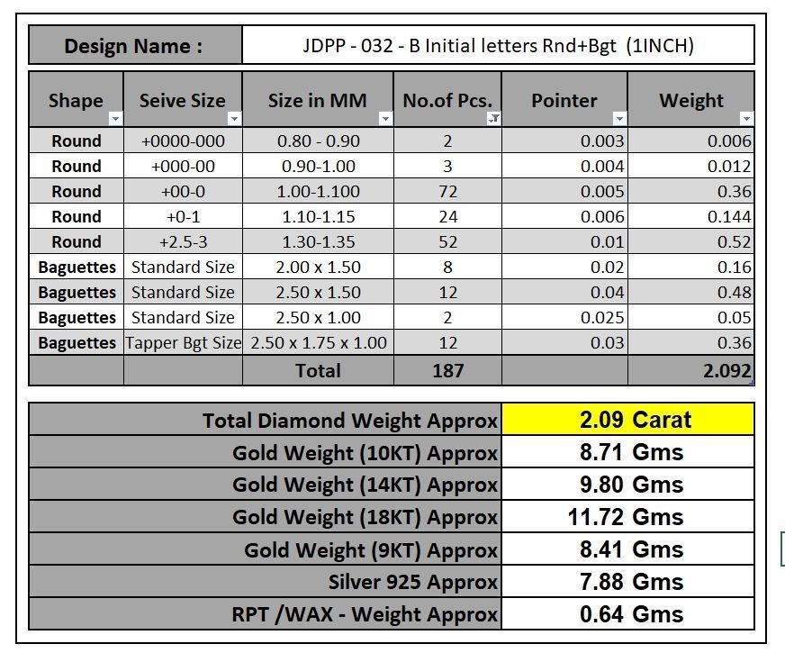 Custom Initial B Letter Diamond Pendant A to Z Alphabet Necklace 3D print model_17