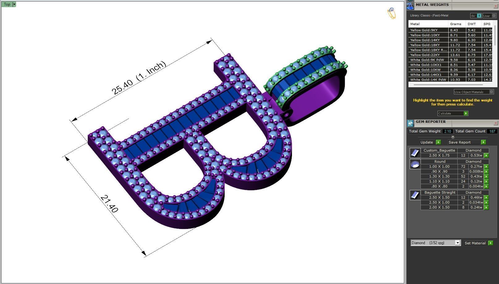 Custom Initial B Letter Diamond Pendant A to Z Alphabet Necklace 3D print model_6