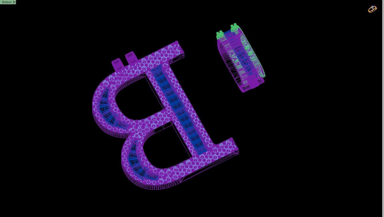 Custom Initial B Letter Diamond Pendant A to Z Alphabet Necklace 3D print model_15