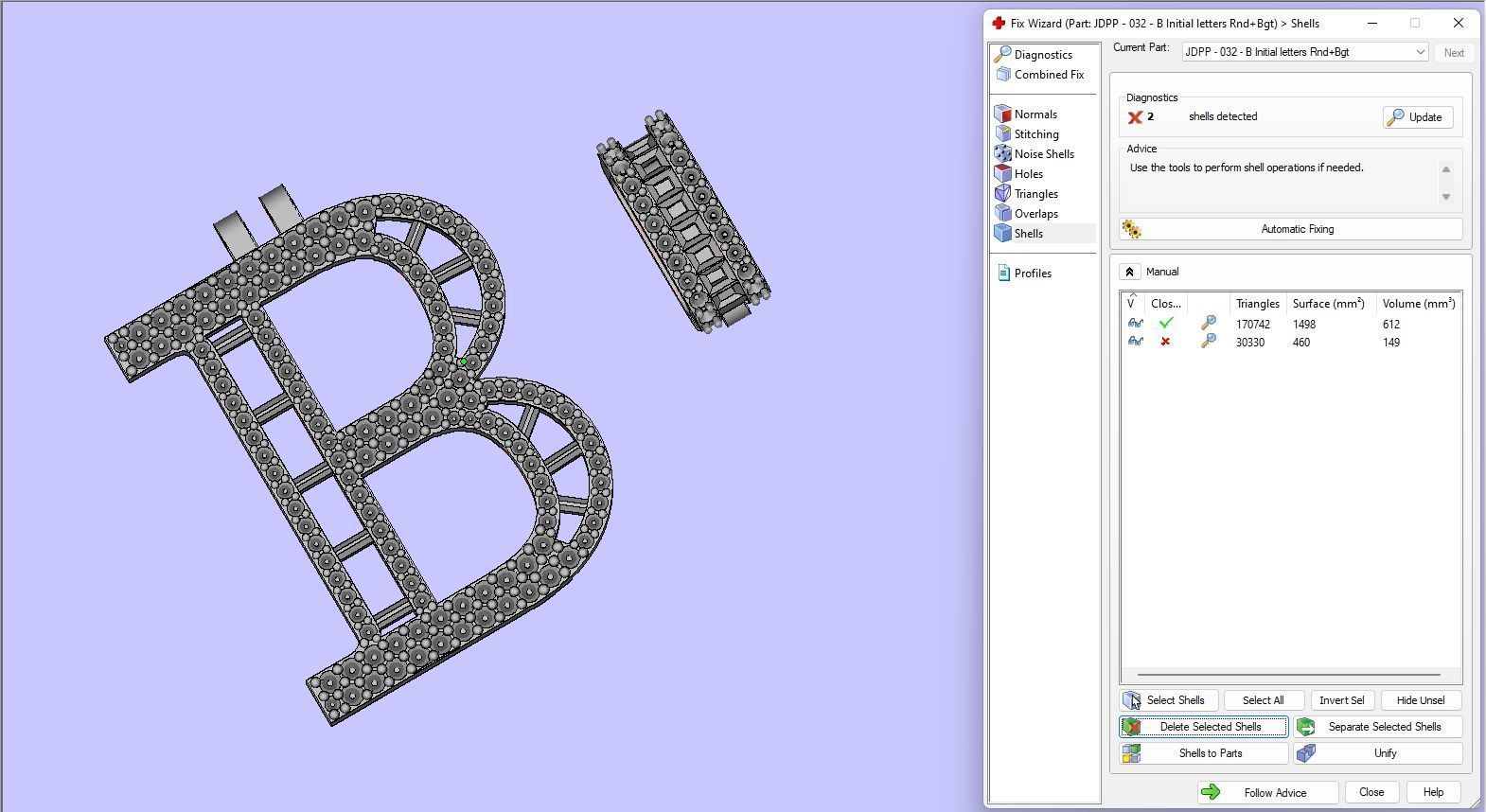 Custom Initial B Letter Diamond Pendant A to Z Alphabet Necklace 3D print model_18