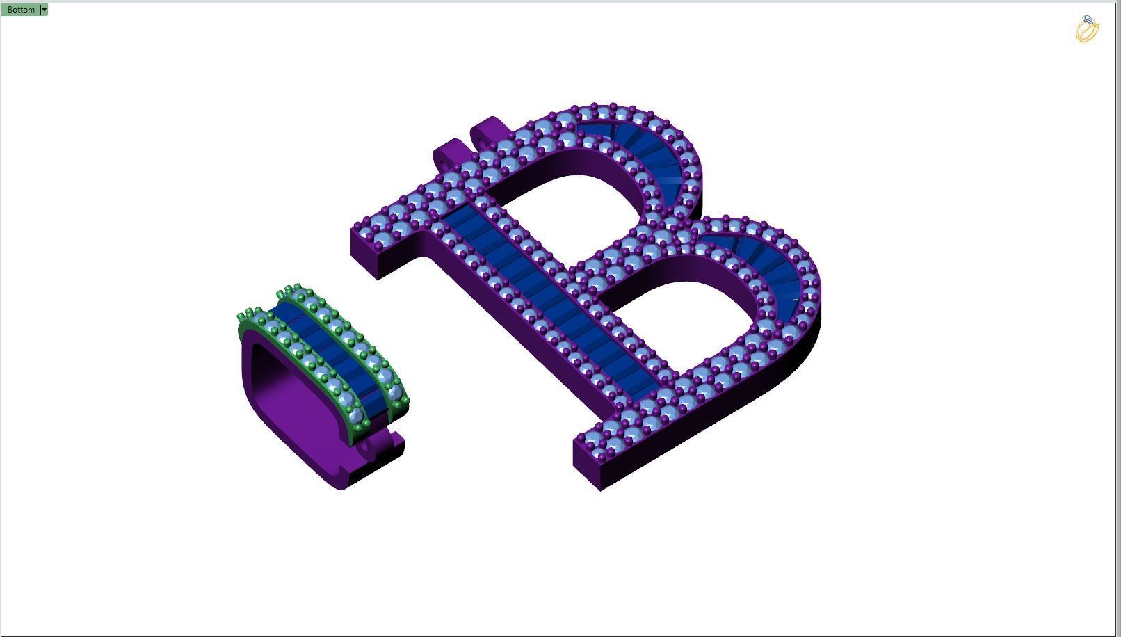 Custom Initial B Letter Diamond Pendant A to Z Alphabet Necklace 3D print model_12