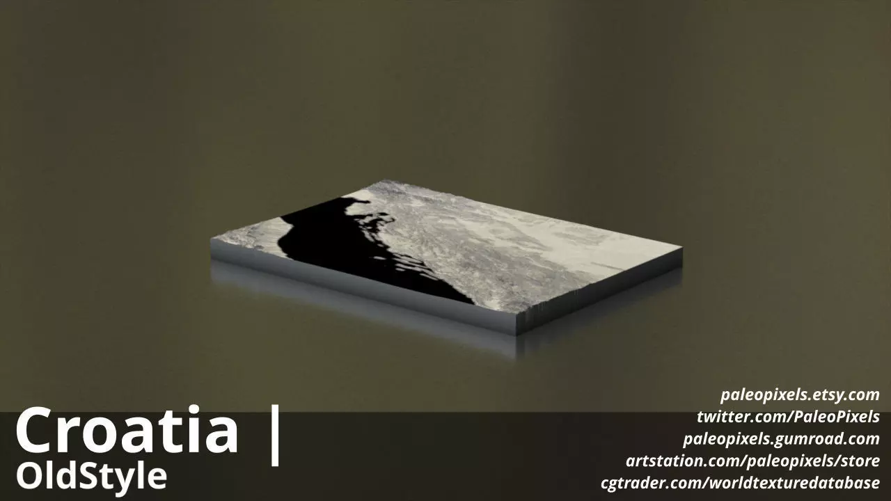 Croatia Satellite Night 14k High resolution Maps and masks 3D model