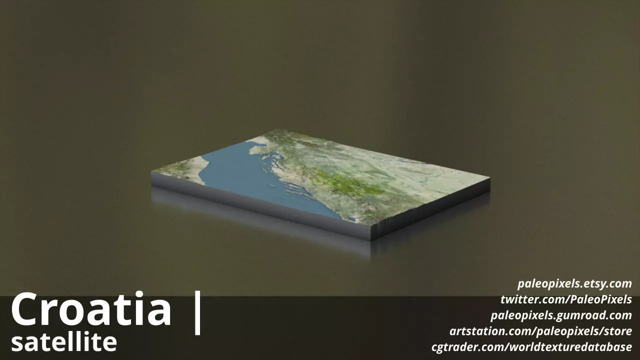 Croatia Satellite Day 14k High resolution Maps and masks 3D model