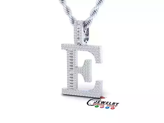 Custom Initial E Letter Diamond Pendant AtoZ Alphabet Necklace