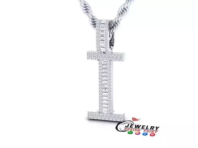 Custom Initial I Letter Diamond Pendant AtoZ Alphabet Necklace