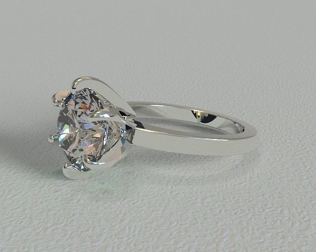 Classic Solitaire Diamond Ring - 3D Model 3D print model