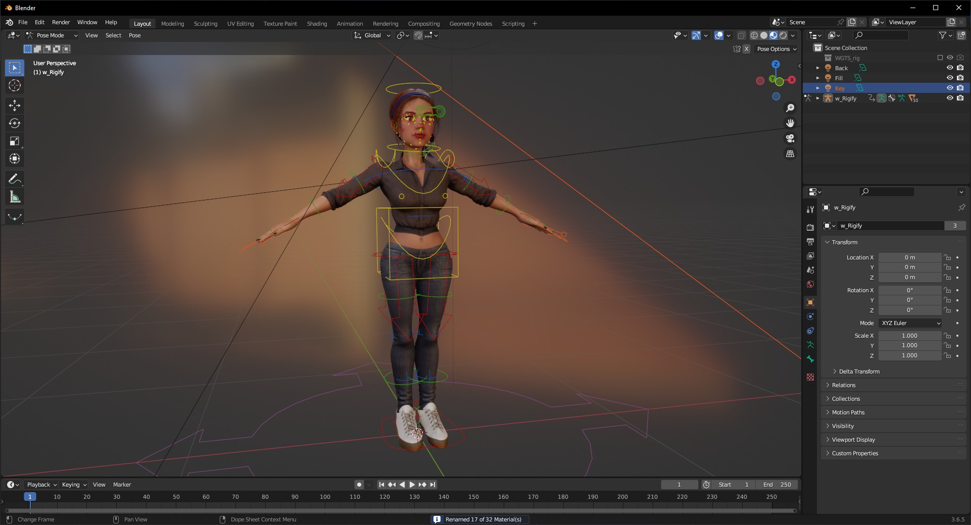 Cartoon Woman in Casual Outfit HQ Low-poly 3D model_20