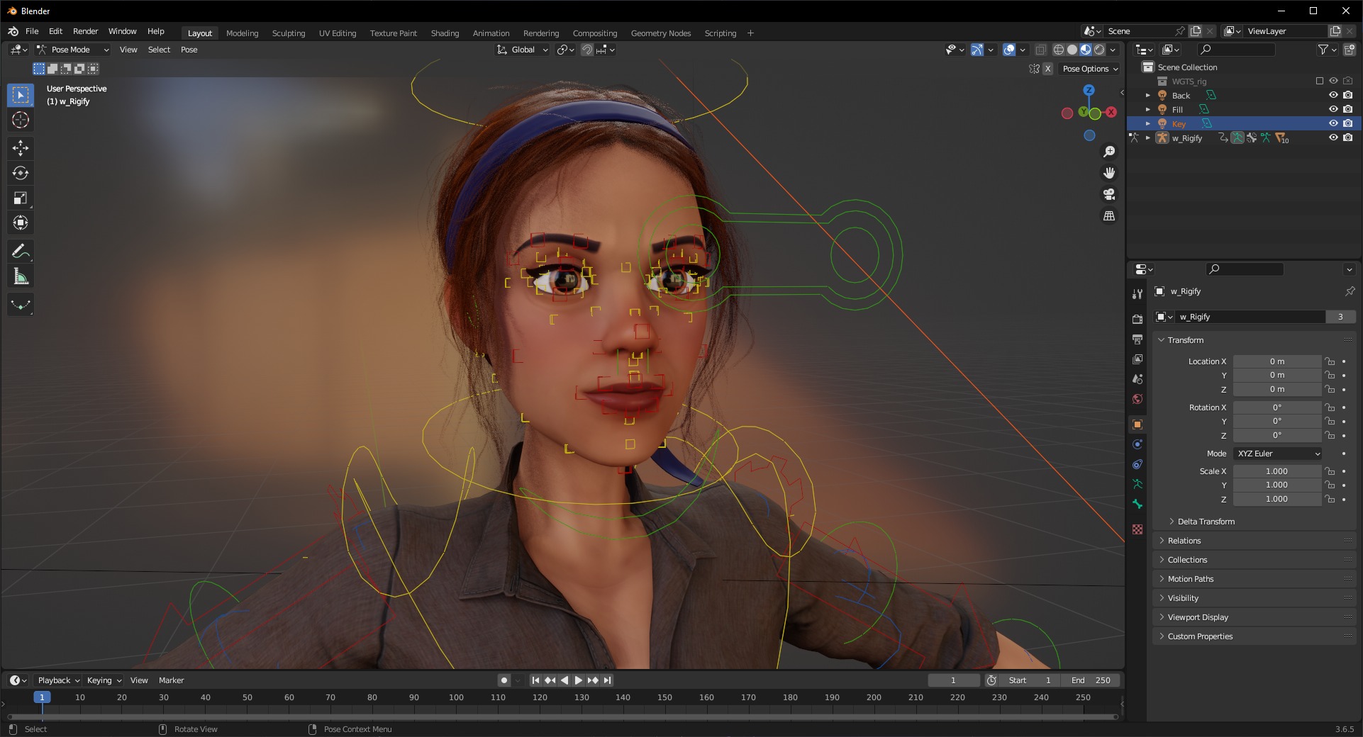 Cartoon Woman in Casual Outfit HQ Low-poly 3D model_21