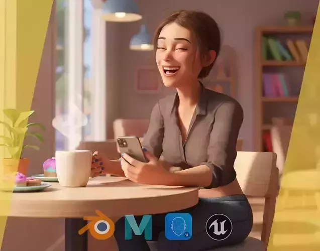 Cartoon Woman in Casual Outfit HQ Low-poly 3D model Cartoon Woman in Casual Outfit HQ Low-poly 3D model