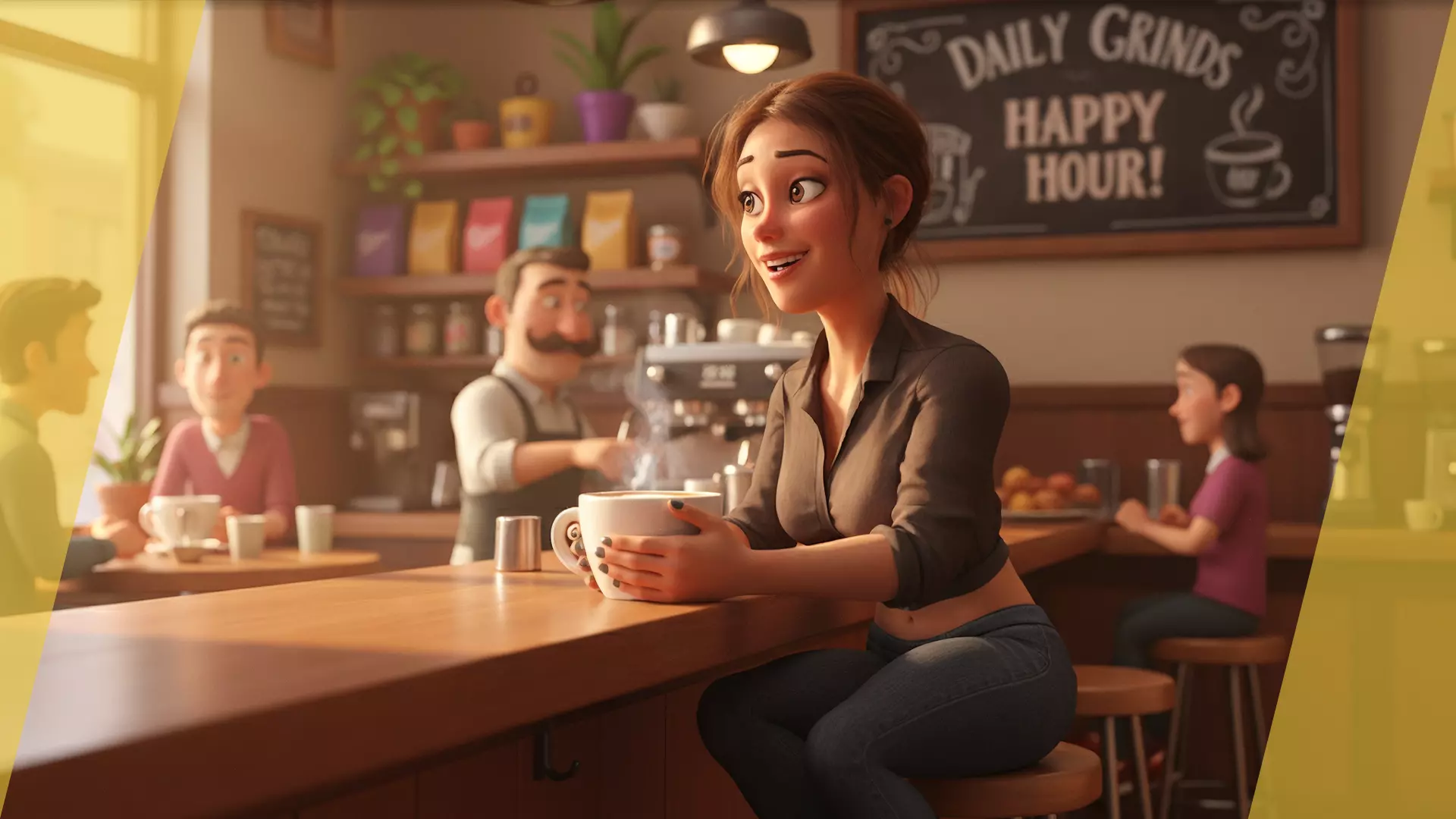 Cartoon Woman in Casual Outfit HQ Low-poly 3D model_4