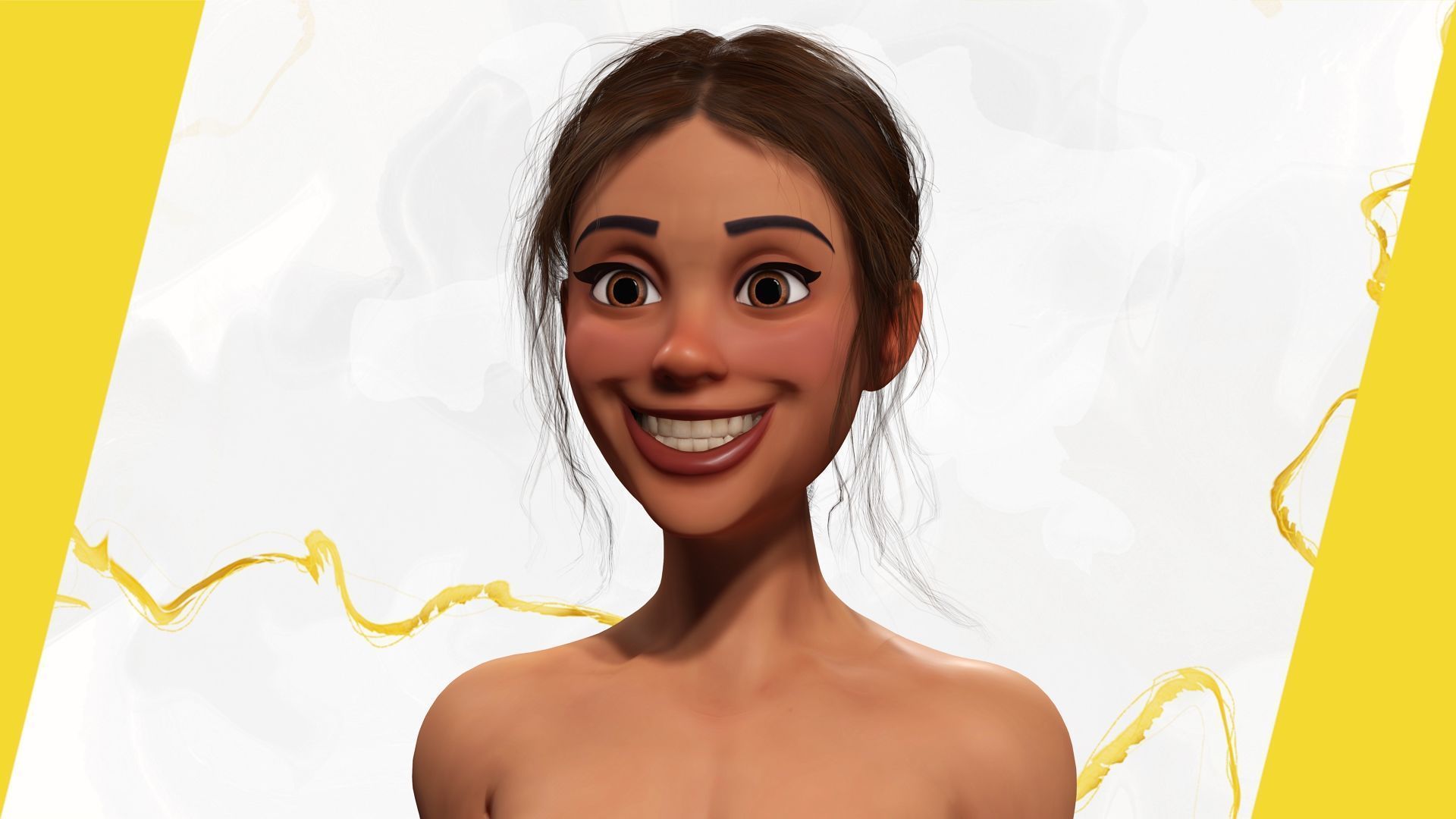 Cartoon Woman in Casual Outfit HQ Low-poly 3D model_18