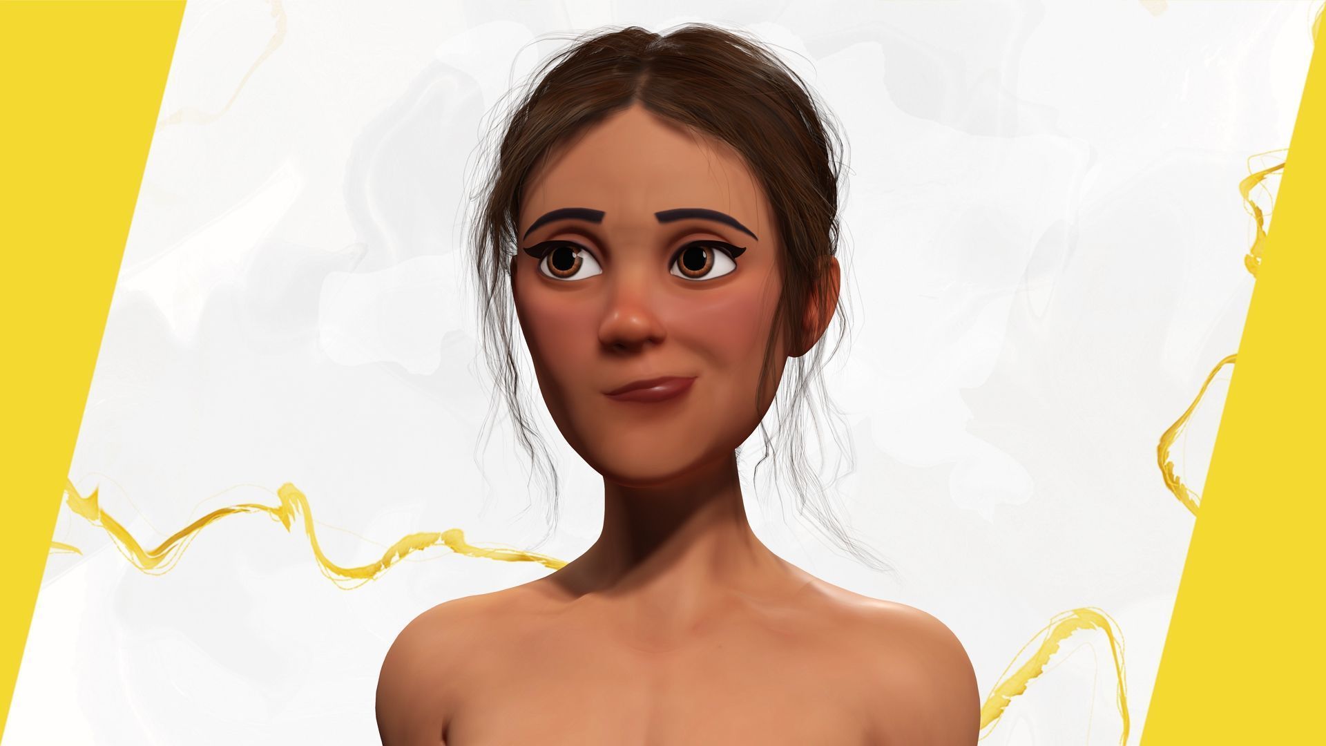 Cartoon Woman in Casual Outfit HQ Low-poly 3D model_11