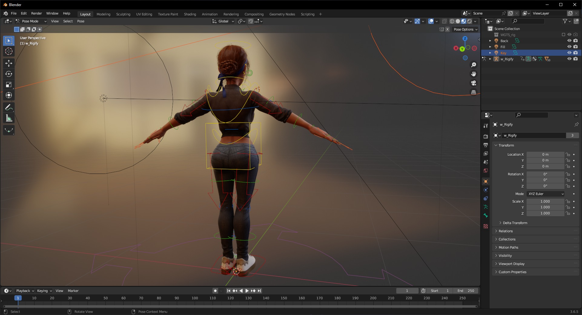 Cartoon Woman in Casual Outfit HQ Low-poly 3D model_22