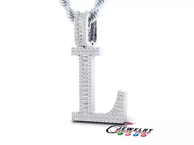 Custom Initial L Letter Diamond Pendant AtoZ Alphabet Necklace