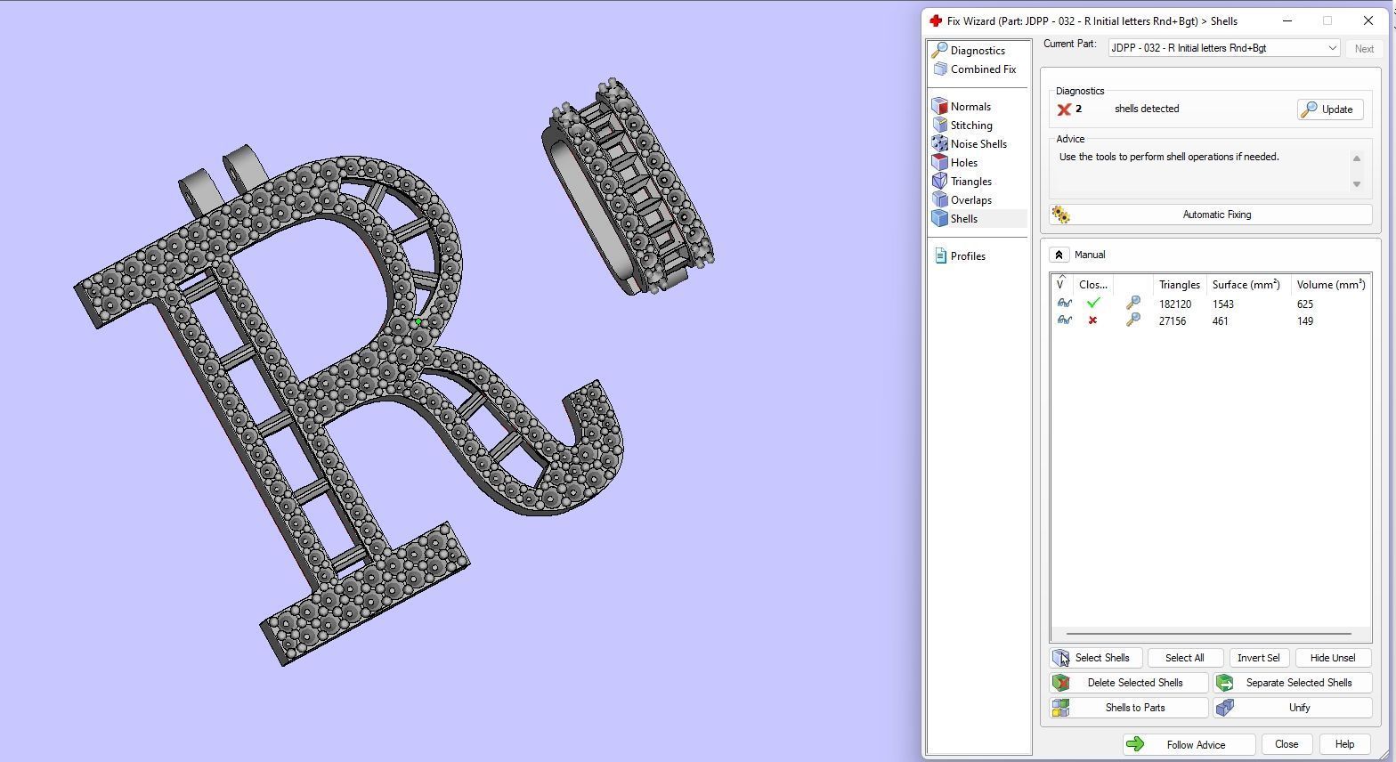 Custom Initial R Letter Diamond Pendant AtoZ Alphabet Necklace 3D print model_17