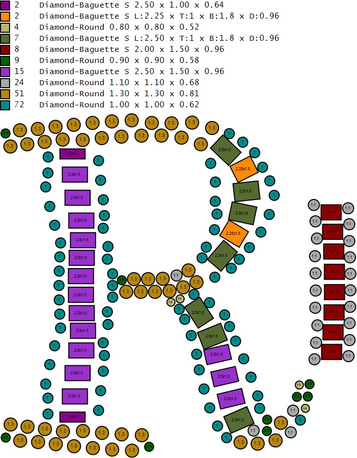 Custom Initial R Letter Diamond Pendant AtoZ Alphabet Necklace 3D print model_19