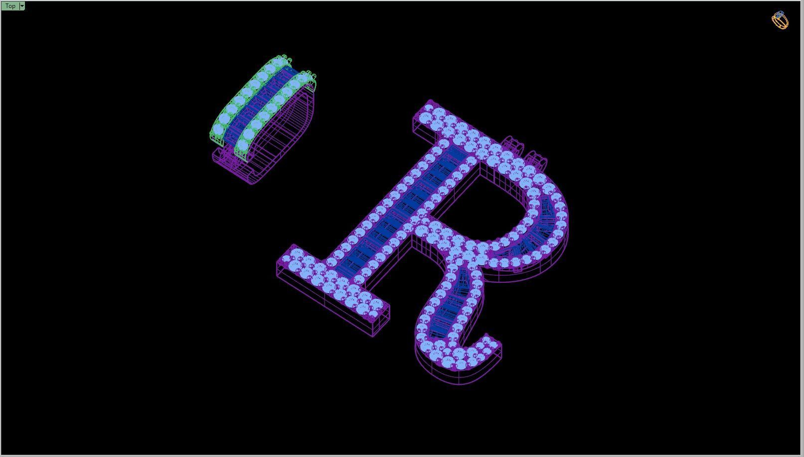 Custom Initial R Letter Diamond Pendant AtoZ Alphabet Necklace 3D print model_14