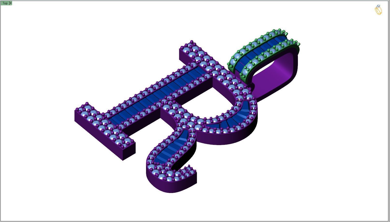 Custom Initial R Letter Diamond Pendant AtoZ Alphabet Necklace 3D print model_8