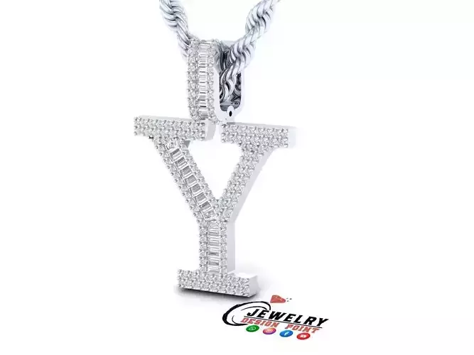 Custom Initial Y Letter Diamond Pendant AtoZ Alphabet Necklace