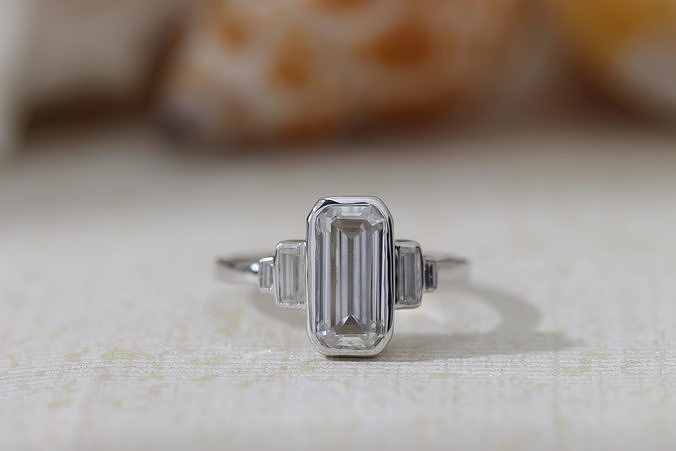 Emerald-Cut Engagement Ring-3D Model 3D print model