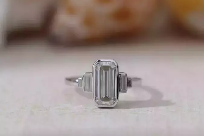 Emerald-Cut Engagement Ring-3D Model