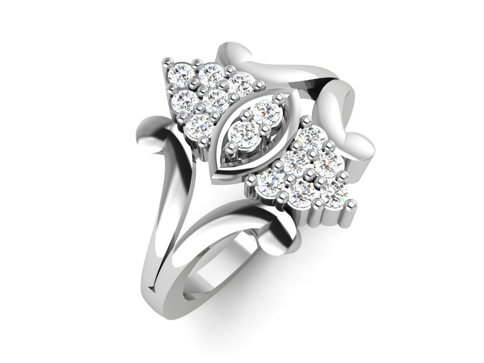 Women Diamond Ring 3dm renders details 3D print model_1