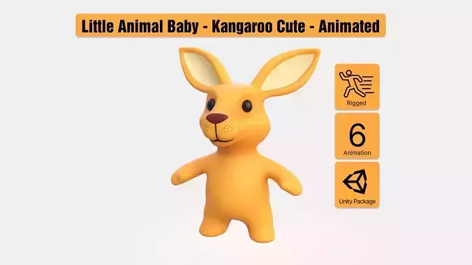 Little animal baby - Kangaroo cute - Animated Low-poly 3D model