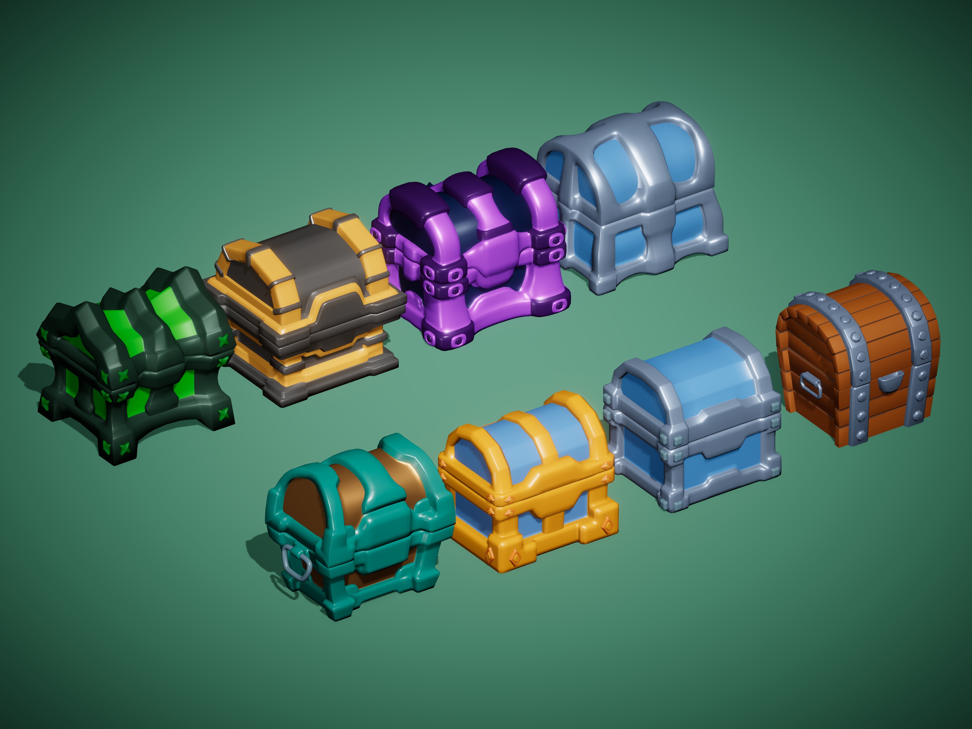 Stylized Treasure Chests -  Casual-Fantasy Megapack  3D Model Collection_3