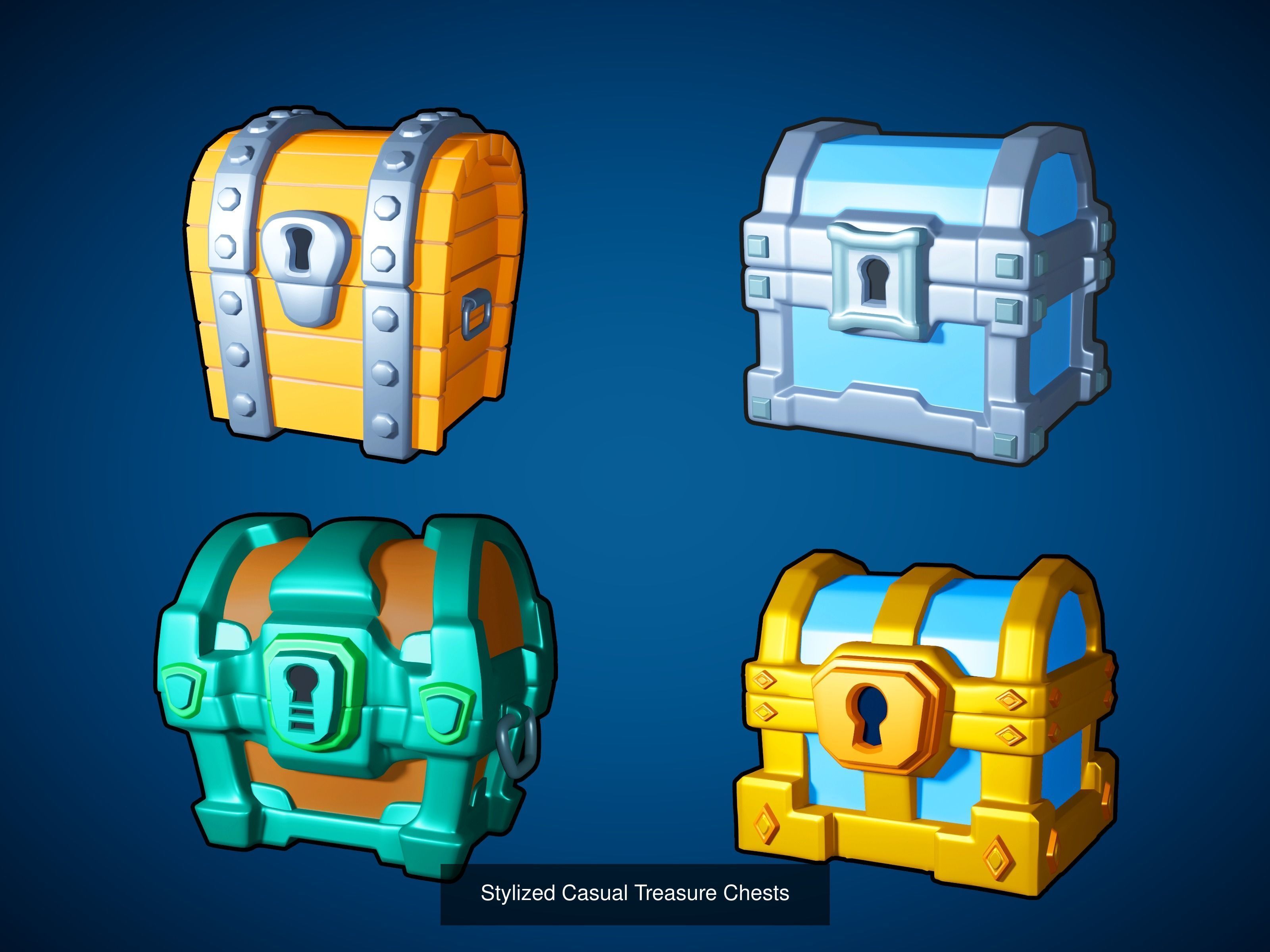 Stylized Treasure Chests -  Casual-Fantasy Megapack  3D Model Collection_4