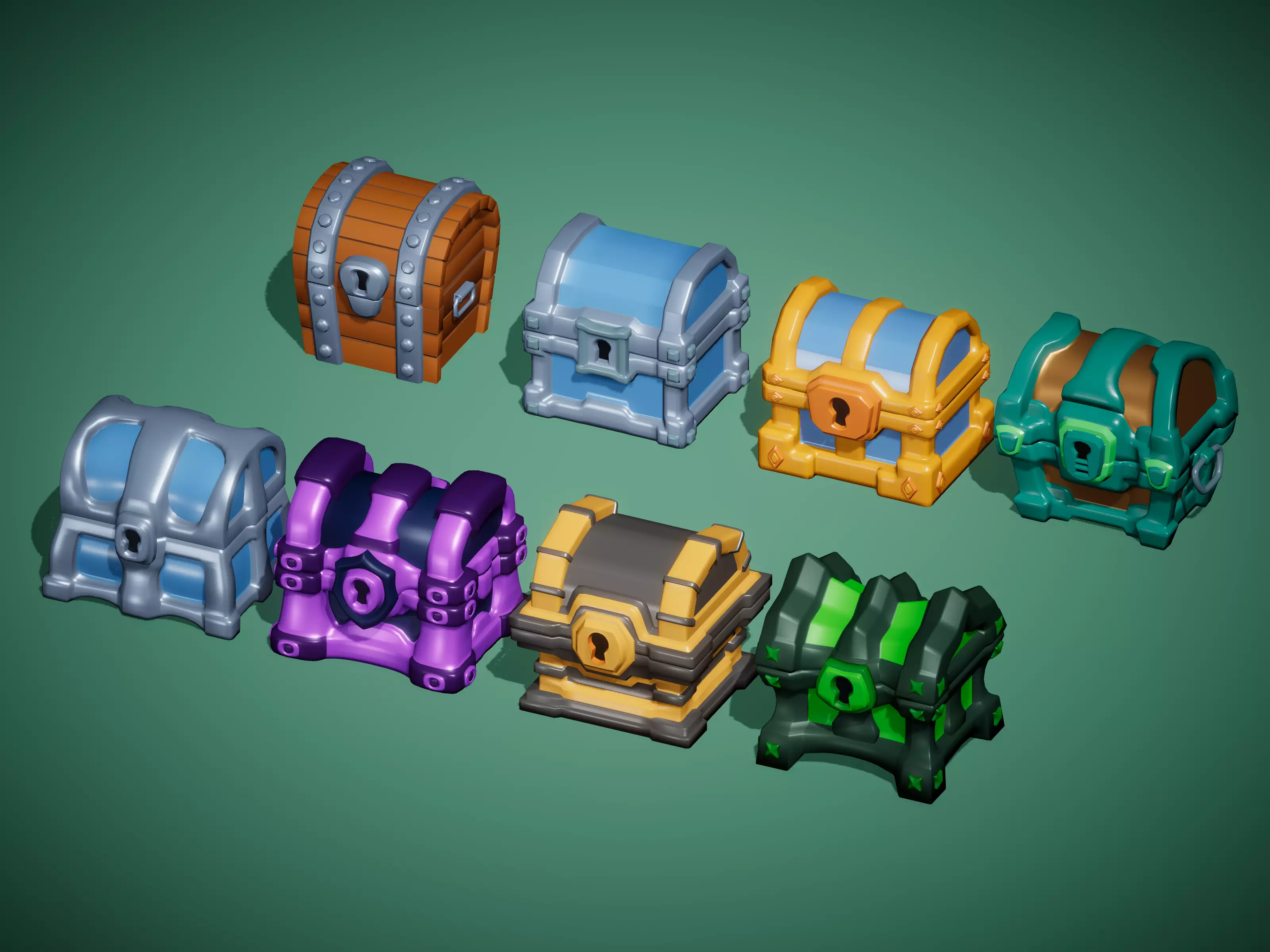 Stylized Treasure Chests -  Casual-Fantasy Megapack  3D Model Collection_0