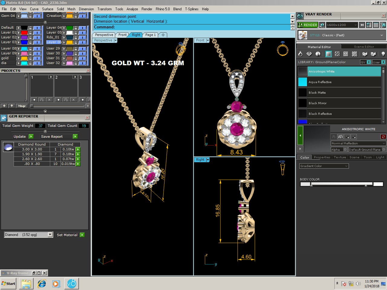 Diamond Pendant 3D print model_1