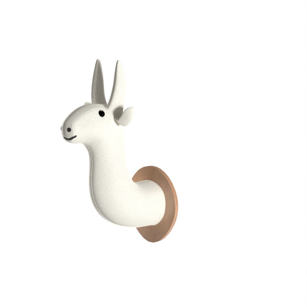 Faux Taxidermy White Animal Head Trophy Wall Mounted Low Poly Low-poly 3D model_8