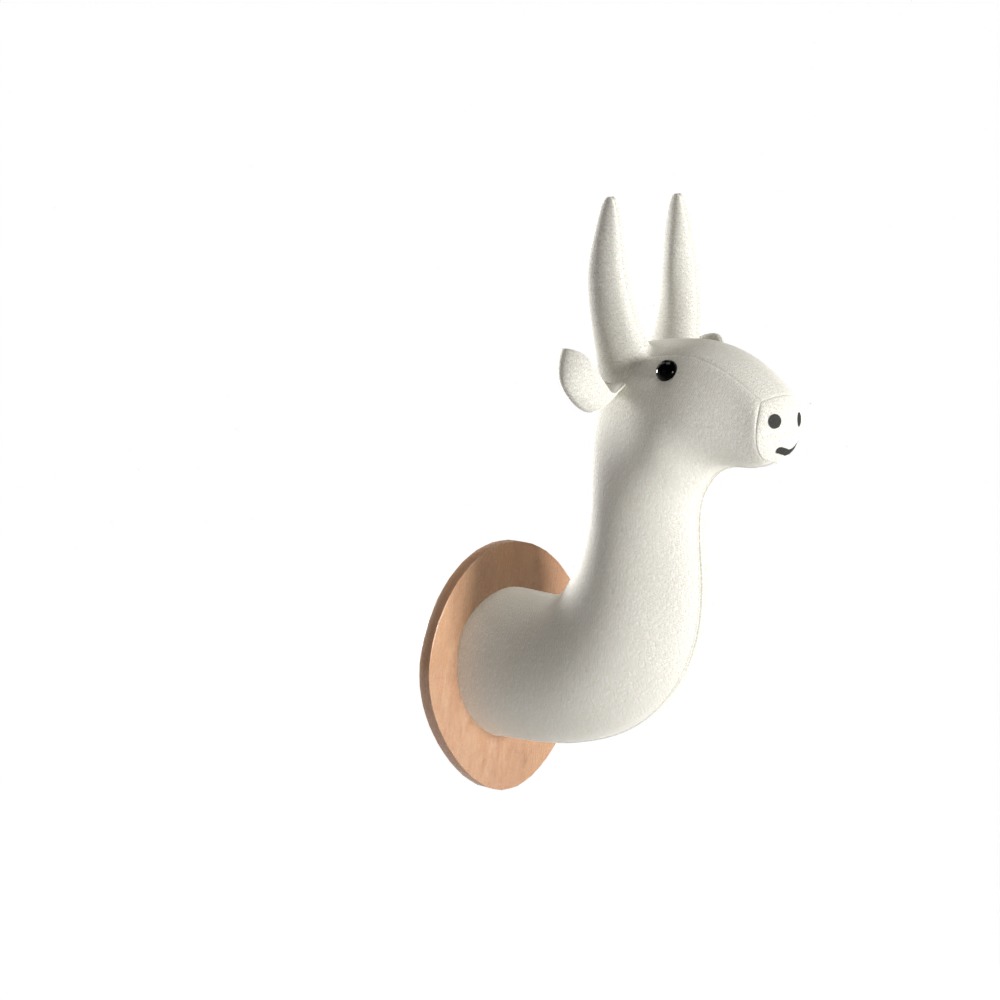 Faux Taxidermy White Animal Head Trophy Wall Mounted Low Poly Low-poly 3D model_1