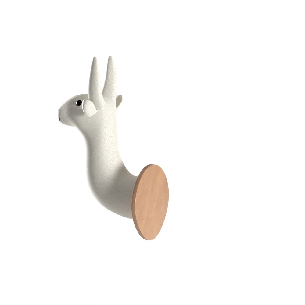 Faux Taxidermy White Animal Head Trophy Wall Mounted Low Poly Low-poly 3D model_6