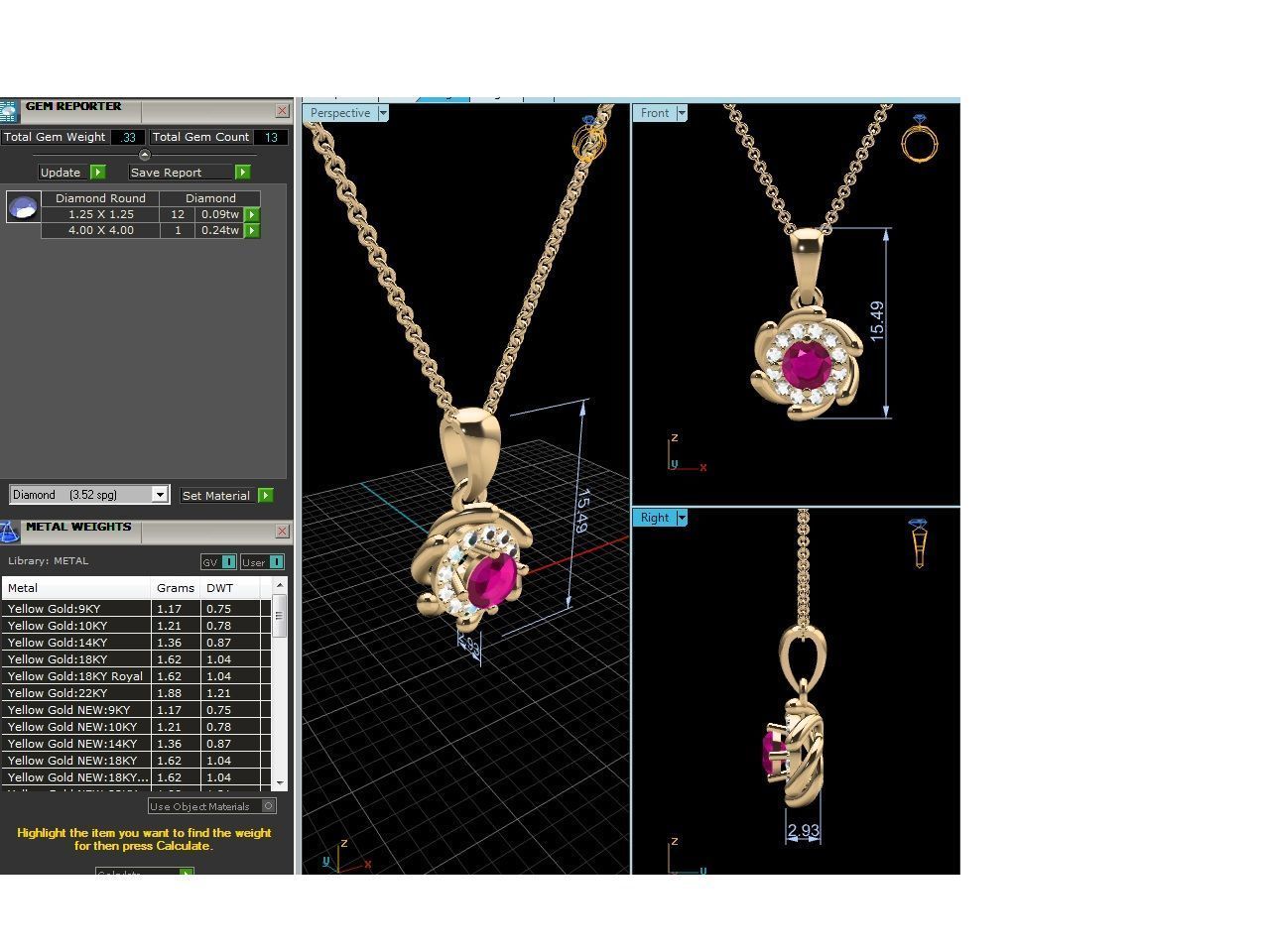 Diamond Pendant 3D print model_7