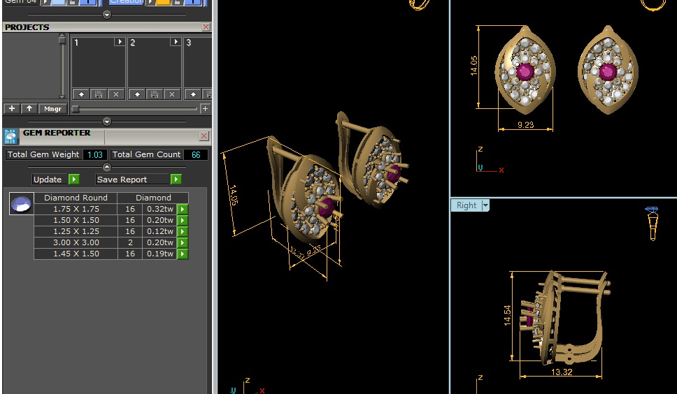 Diamond Earrings 3D print model_3