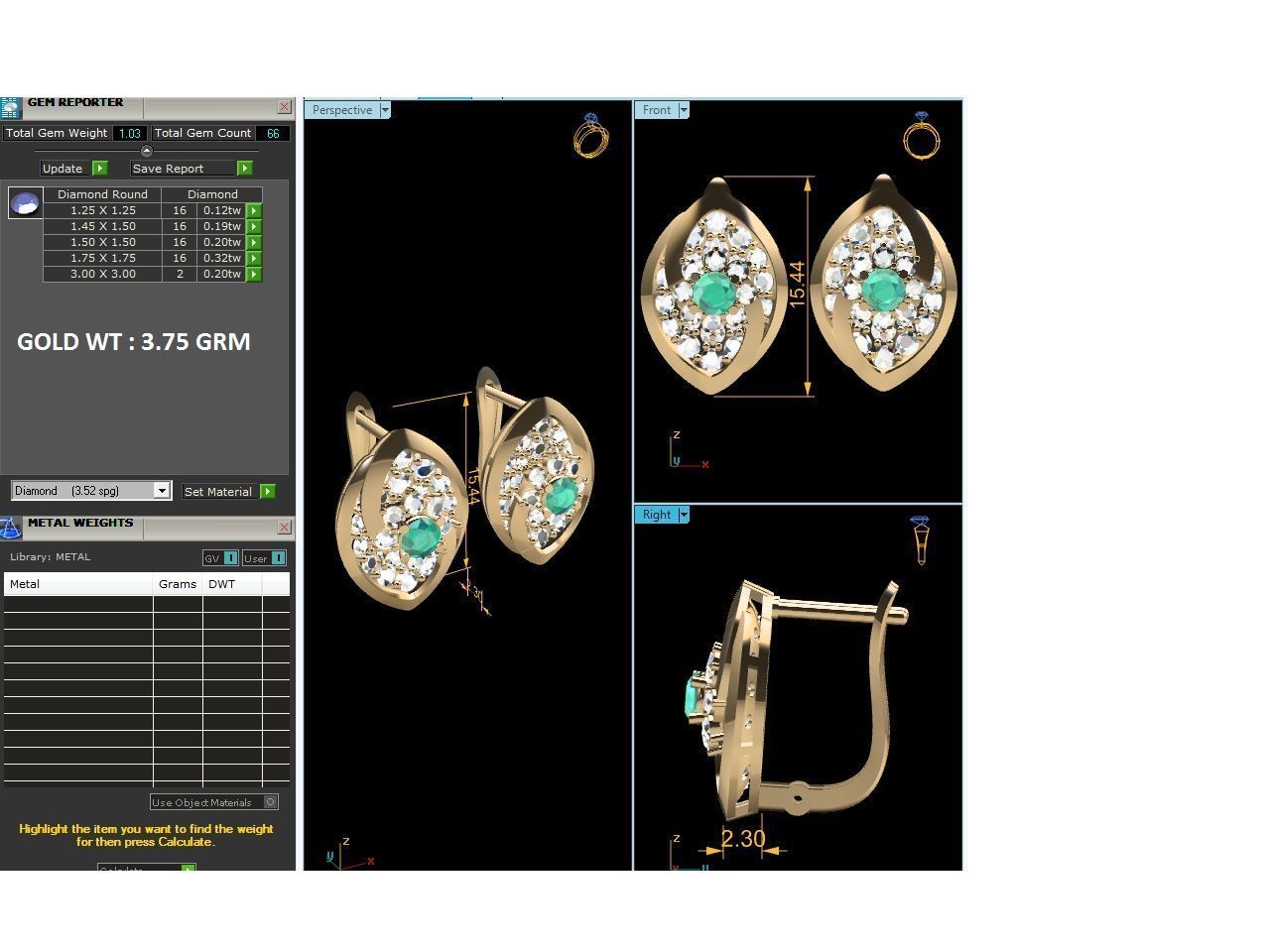 Diamond Earrings 3D print model_4