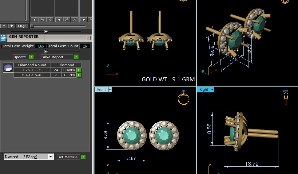 Diamond Earrings 3D print model_6